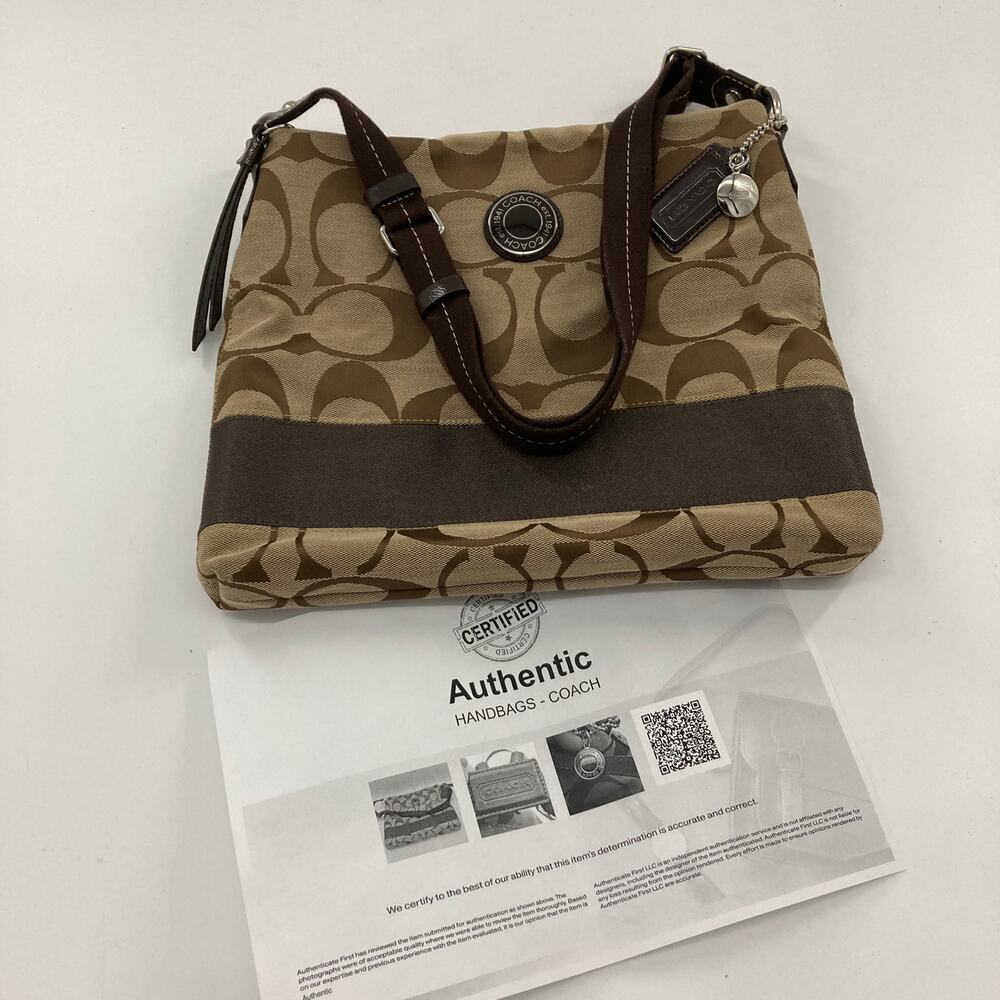 COACH F19220 CANVAS SIGNATURE PRINT CROSSBODY BAG